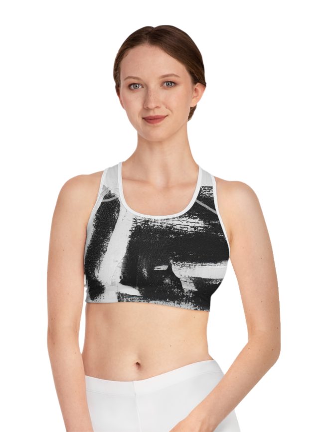 Chic Abstract Sports Bra | Stylish Activewear for Women, Fitness, Yoga, Workout, Athleisure, Gift Idea