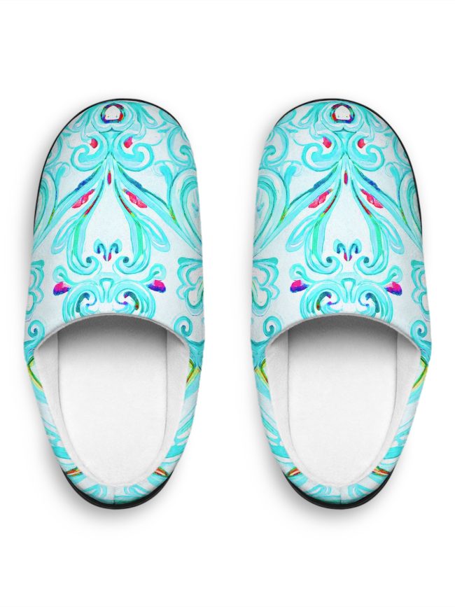 Cozy Women's Indoor Slippers with Elegant Floral Design
