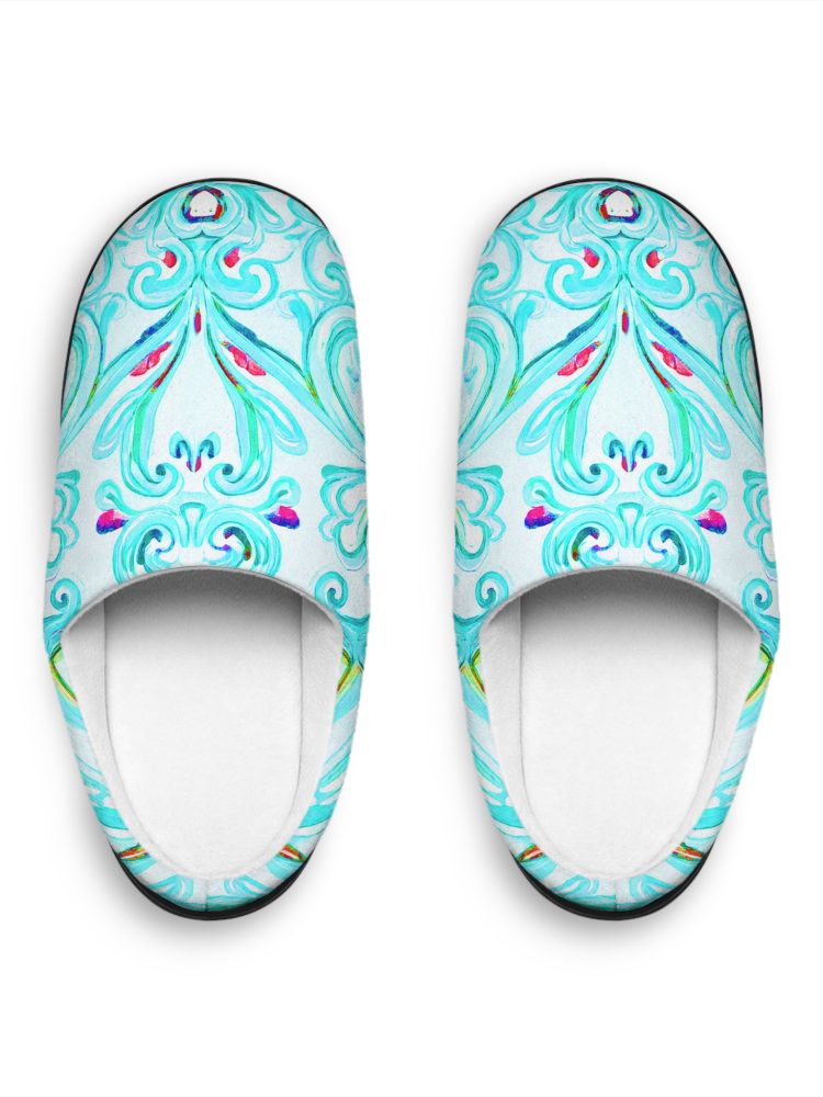 Cozy Women's Indoor Slippers with Elegant Floral Design