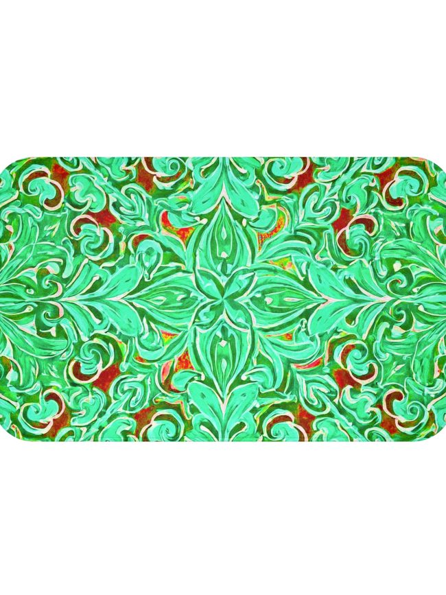 Vibrant Floral Bath Mat – Luxurious Green Design for Relaxing Spaces