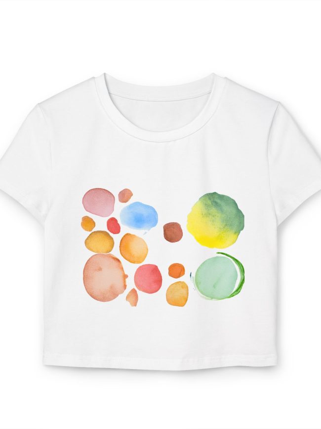 Watercolor Dot Women's Baby Tee - Trendy Crop Top for Summer, Casual Wear, Birthday Gift, Artsy Fashion