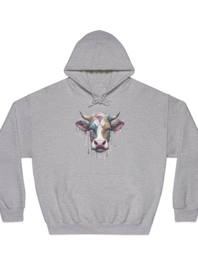 Colorful Cow Graphic Unisex Hoodie, Cute Animal Sweatshirt, Casual Gift, Farm Lover's Apparel, Cozy Fashion, Animal Art Clothing