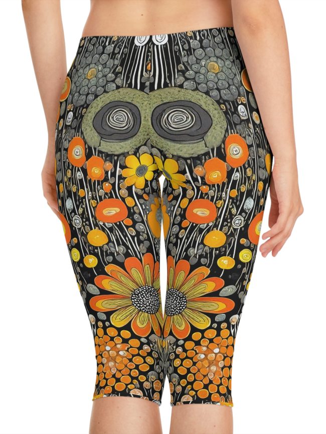 Vibrant Floral Women's Capri Leggings, Yoga Pants, Summer Fashion, Fitness Wear, Gift for Her