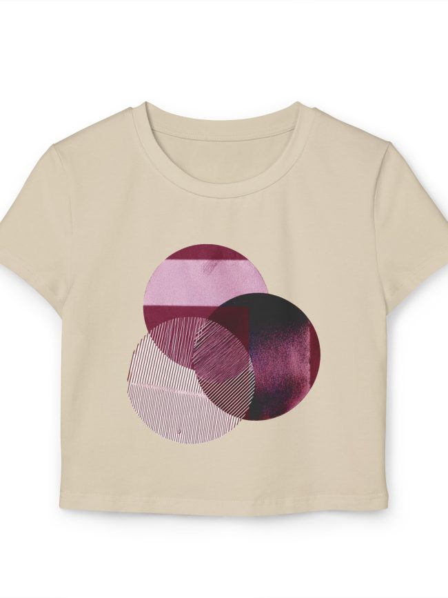 Geometric Pattern Baby Tee, Trendy Women's Crop Top, Casual Summer Shirt, Birthday Gift, Stylish Classy Tee