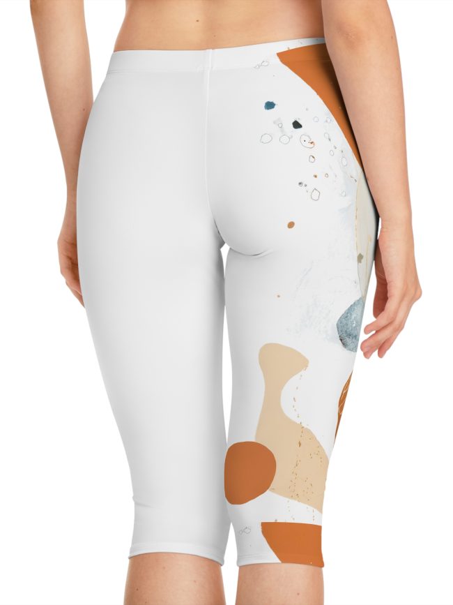 Chic Abstract Women's Capri Leggings | Trendy Fitness Wear, Yoga Pants, Casual Summer Outfit, Gift for Her, Stylish Loungewear