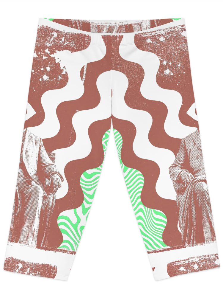 Psychedelic Women's Capri Leggings, AOP Leggings for Yoga, Comfortable Activewear, Boho Style Fitness Pants, Unique Gift Idea