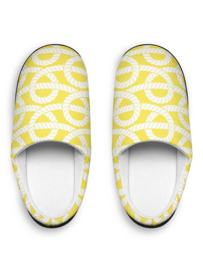 Cozy Yellow Rope Pattern Women's Indoor Slippers