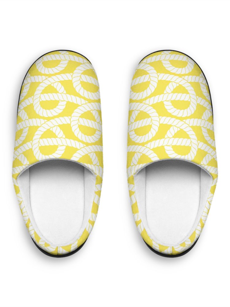 Cozy Yellow Rope Pattern Women's Indoor Slippers