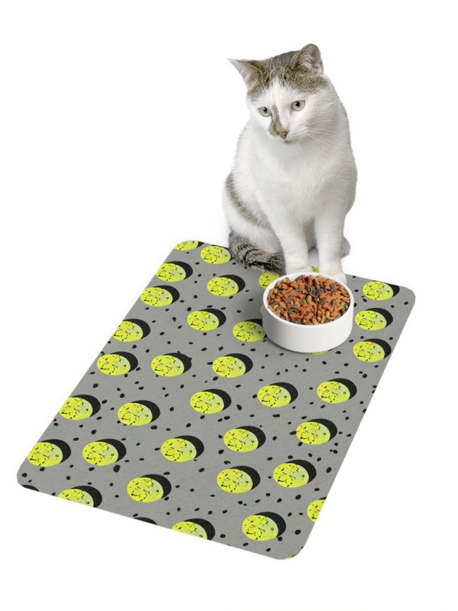 Colorful Cat Food Mat - 12x18 Non-Slip Design for Pet Lovers