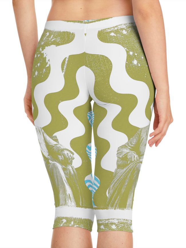 Artistic Women's Capri Leggings, Trendy Casual Wear, Fitness Leggings, Unique Yoga Pants, Stylish Athletic Apparel