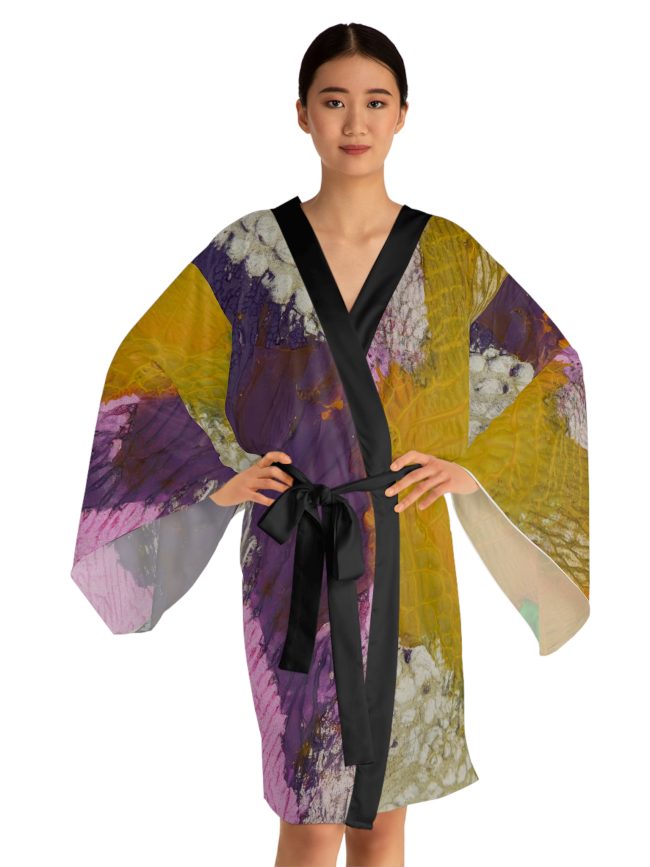 Vibrant Long Sleeve Kimono Robe - Bohemian Loungewear, Colorful Kimono Jacket, Unique Birthday Gift, Artsy Fashion, Relaxation Wear