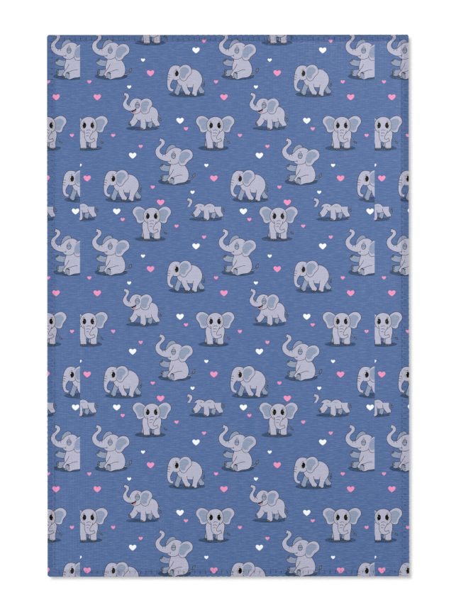 Whimsical Elephant Area Rug, Cute Elephant Decor for Kids Room, Playroom Rug, Baby Shower Gift, Nursery Accent
