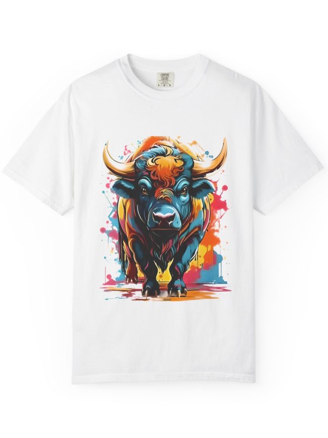 Vibrant Buffalo Graphic Tee, Unisex T-Shirt, Artistic Animal Shirt, Colorful Casual Wear, Gift for Nature Lovers