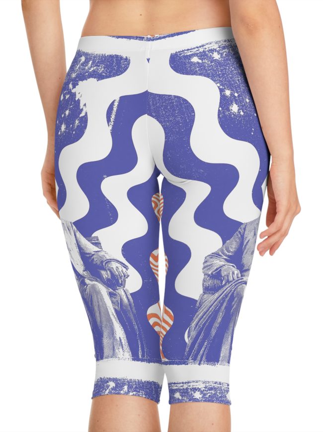 Artistic Women's Capri Leggings, Trendy Workout Tights, Yoga Pants, Fashionable Leisurewear, Unique Gift Idea, Summer Apparel