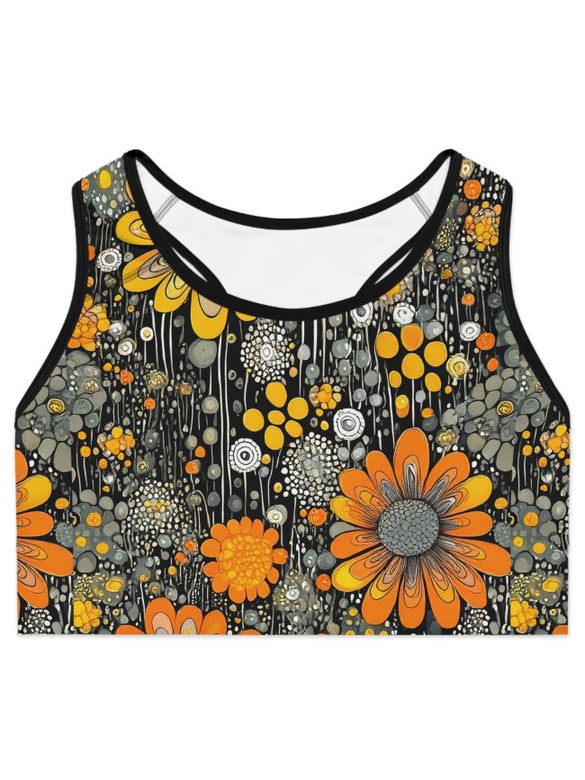 Flower Power Sports Bra | Stylish Activewear, Floral Workout Gear, Yoga Top, Summer Fitness Apparel, Gift for Her
