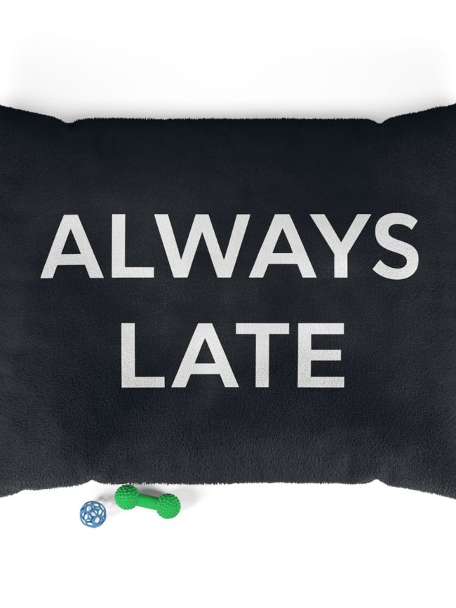 Always Late Pet Bed - Cozy Dog Mattress, Funny Pet Gift, Cat Cushion, Plush Bed for Pets, Perfect for Birthdays & Holidays