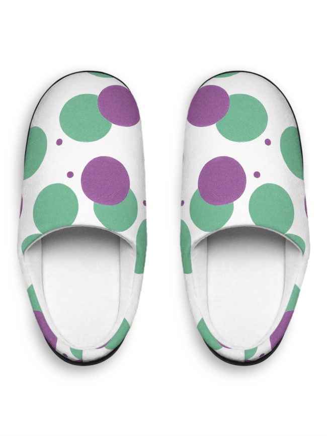 Cozy Women's Indoor Slippers with Colorful Dots - Perfect for Relaxing at Home