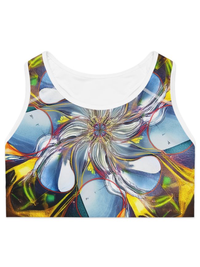 Vibrant Abstract Sports Bra, Fitness Wear, Yoga Gear, Workout Apparel, Athleisure, Activewear, Gift for Her, Festival Fashion