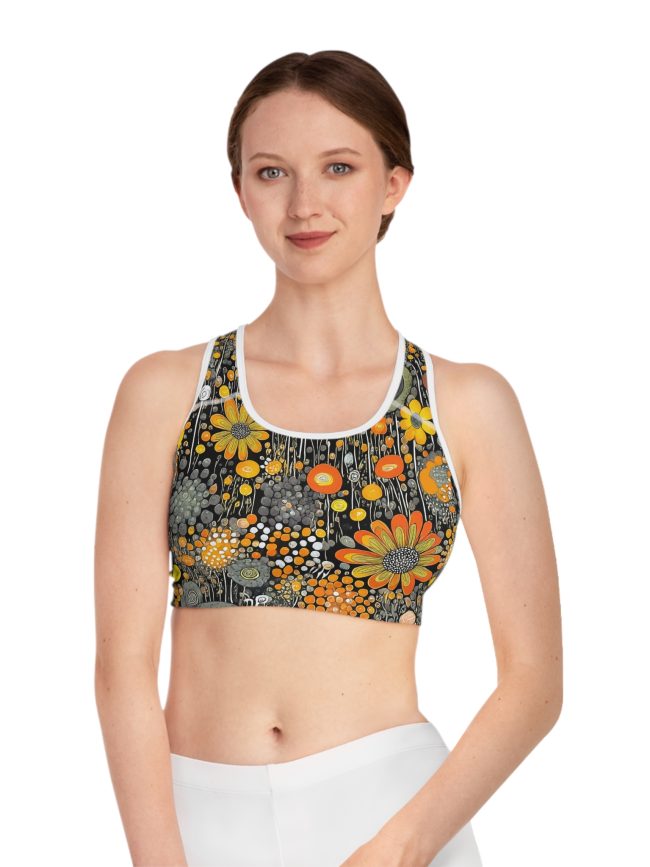 Floral Sports Bra, Activewear, Fitness Top, Workout Gear, Gift for Her, Floral Print Gym Bra, Comfortable Loungewear