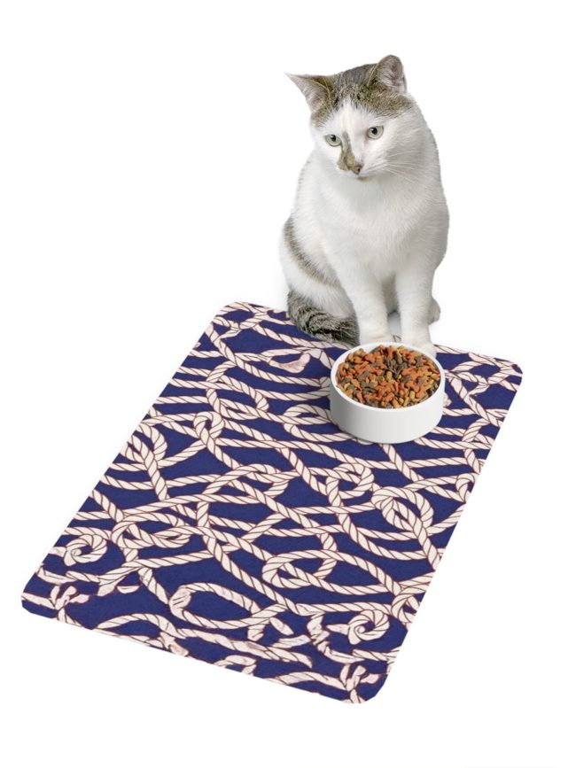Nautical Rope Pet Food Mat - Stylish Feeding Mat for Dogs and Cats