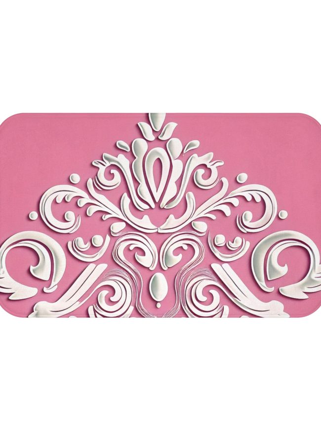 Elegant Pink Floral Bath Mat - Soft & Stylish Bathroom Decor