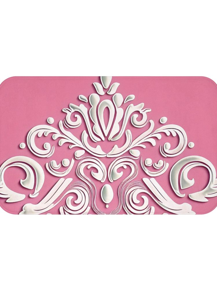 Elegant Pink Floral Bath Mat - Soft & Stylish Bathroom Decor