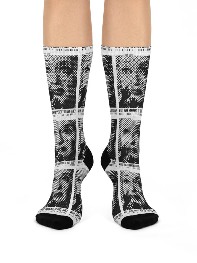 Chic Cushioned Crew Socks, Funky Fashion Socks, Gift for Her, Black and White Design, Statement Socks, Everyday Comfort Wear