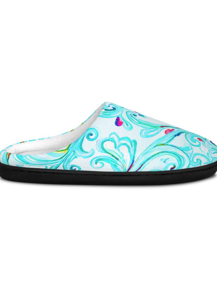 Cozy Women's Indoor Slippers with Elegant Floral Design
