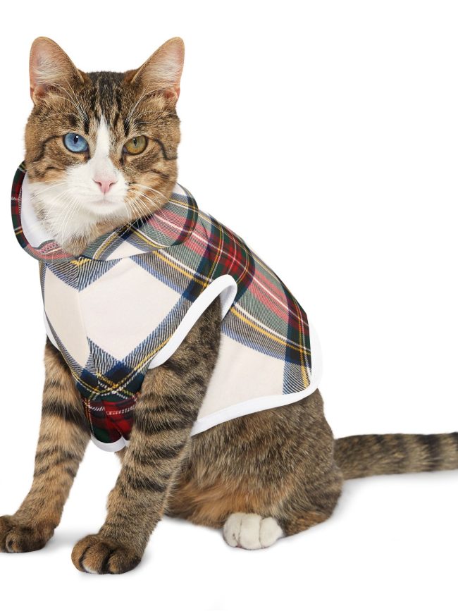 Cozy Plaid Pet Hoodie - Stylish Dog & Cat Sweater for Warmth & Comfort