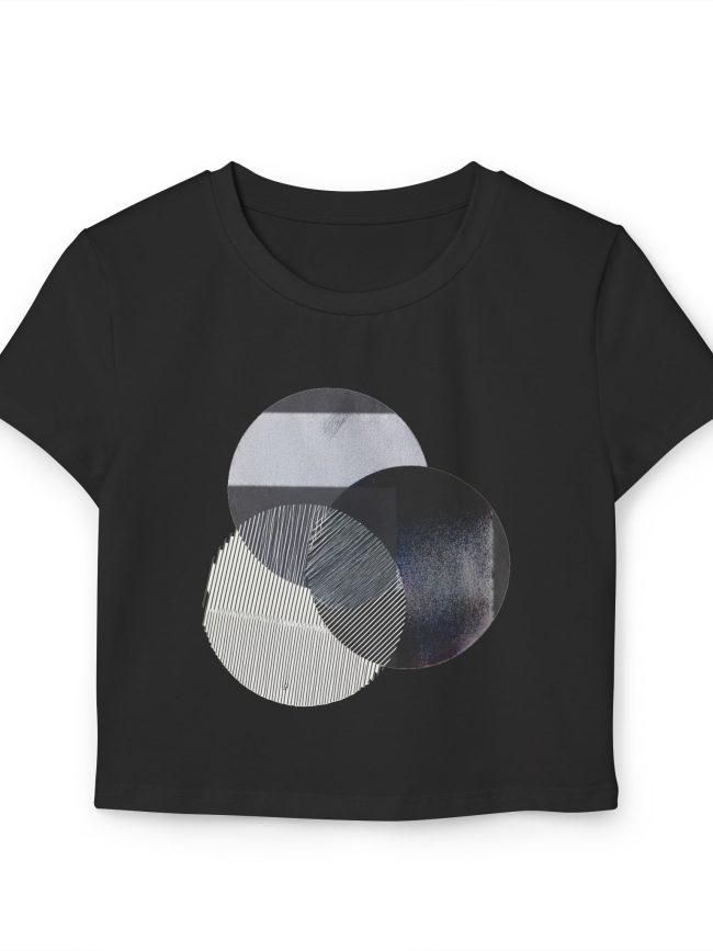 Chic Women's Baby Tee with Modern Circle Design, Casual Wear, Summer Top, Trendy Fashion, Gift for Her, Everyday Style