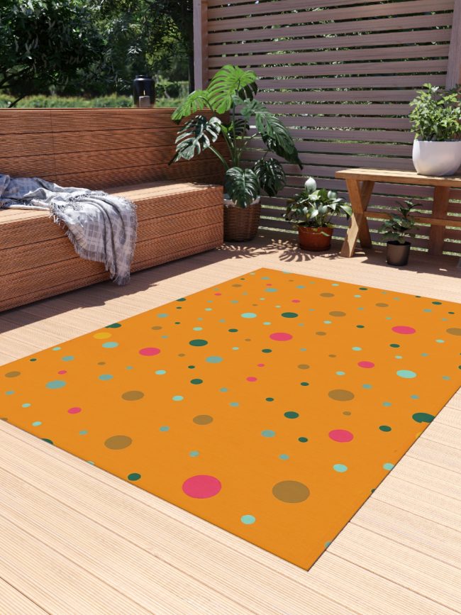 Vibrant Outdoor Rug - Colorful Dot Design for Patios, Decks, Gardens, Porch Decor, Indoor-Outdoor Use, Fun Home Accent
