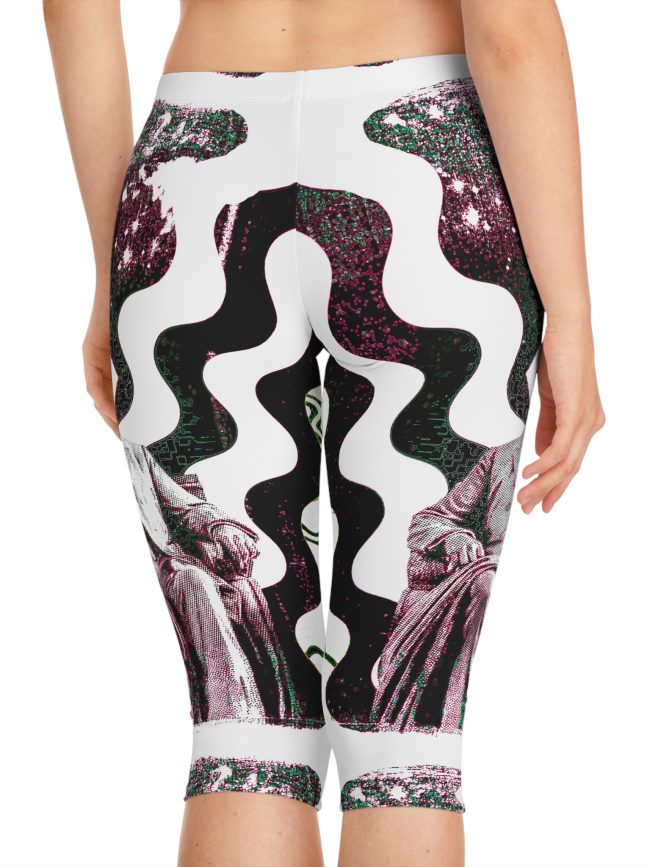 Trippy Women's Capri Leggings, Funky Fitness Tights, Bohemian Yoga Pants, Unique Lounge Wear, Casual Everyday Leggings