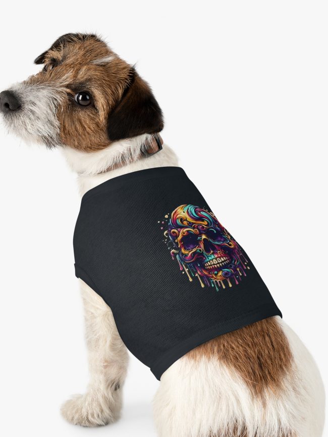 Vibrant Skull Pet Tank Top, Colorful Dog Shirt, Pet Apparel for Festivals, Unique Dog Gift, Summer Fashion for Pets