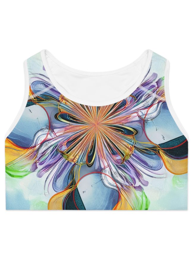 Colorful Abstract Sports Bra | Trendy Athletic Wear, Yoga Top, Fitness Apparel, Daily Workout, Active Lifestyle