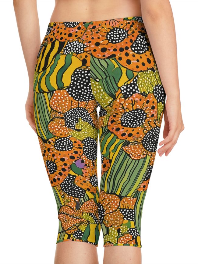 Vibrant Floral Capri Leggings, Colorful Activewear, Women's Fashion, Summer Leggings, Yoga Pants, Casual Wear, Fitness Apparel