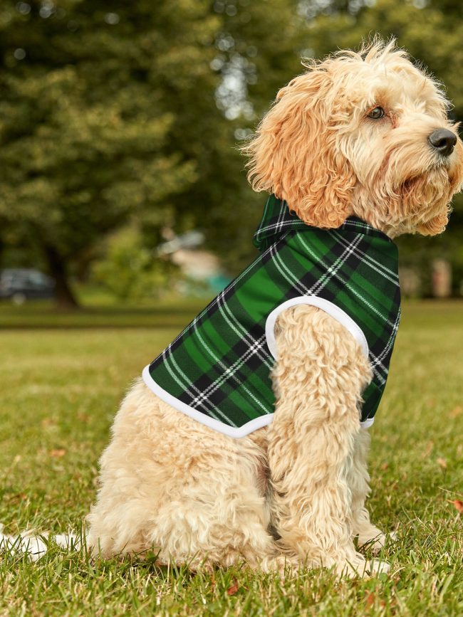 Cozy Plaid Pet Hoodie for Small Dogs & Cats - Stylish Green Checkered Design