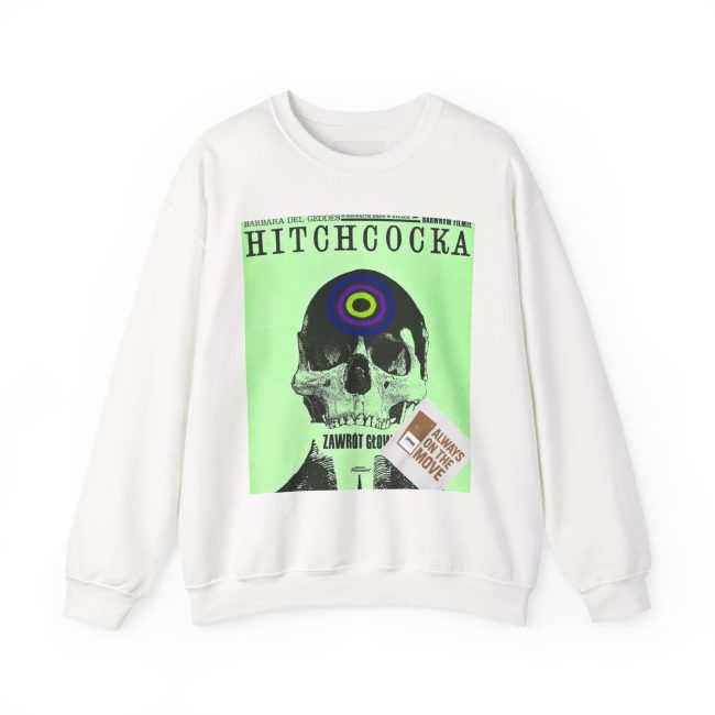 Hitchcock Inspired Sweatshirt, Vintage Movie Crewneck, Unisex Casual Wear, Skull Graphic Top, Perfect Gift for Film Lovers