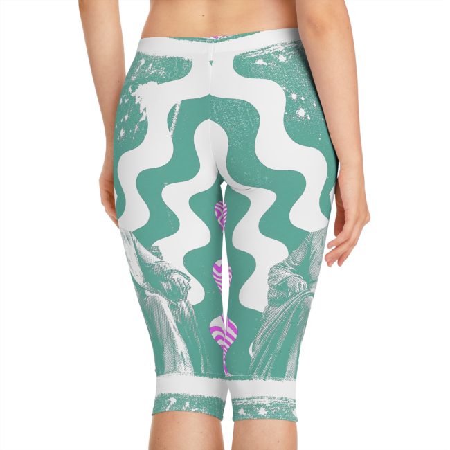 Trendy Women's Capri Leggings, Funky Yoga Pants, Unique Activewear, Retro Fashion, Comfortable Everyday Wear, Gift for Her