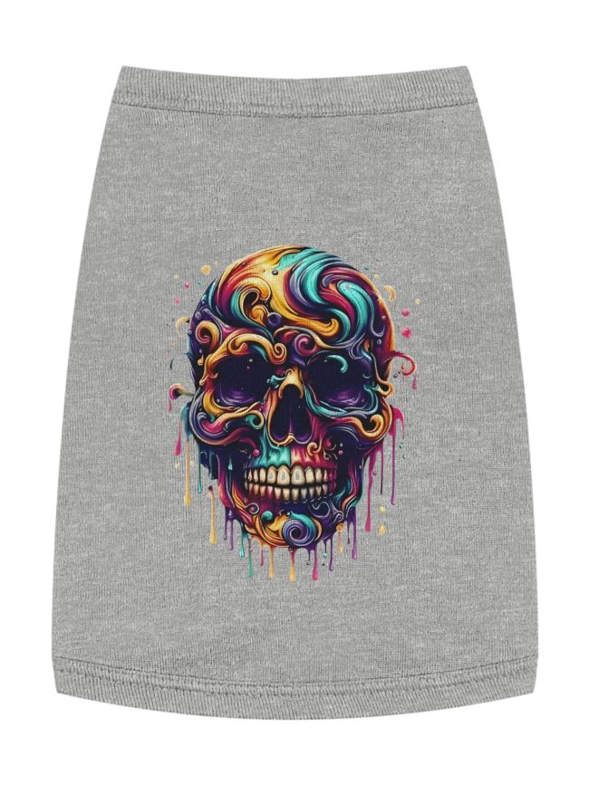 Vibrant Skull Pet Tank Top, Colorful Dog Shirt, Pet Apparel for Festivals, Unique Dog Gift, Summer Fashion for Pets