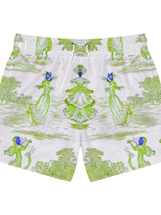 Swim Trunks Light Green Toile De Jouy
