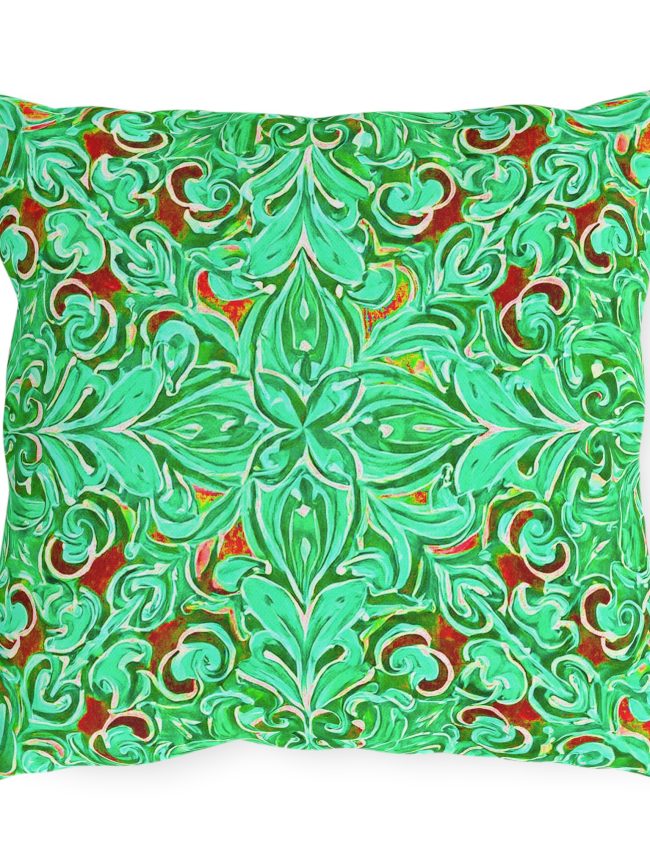 Outdoor Pillows Green Baroque Sicilian Fantasy