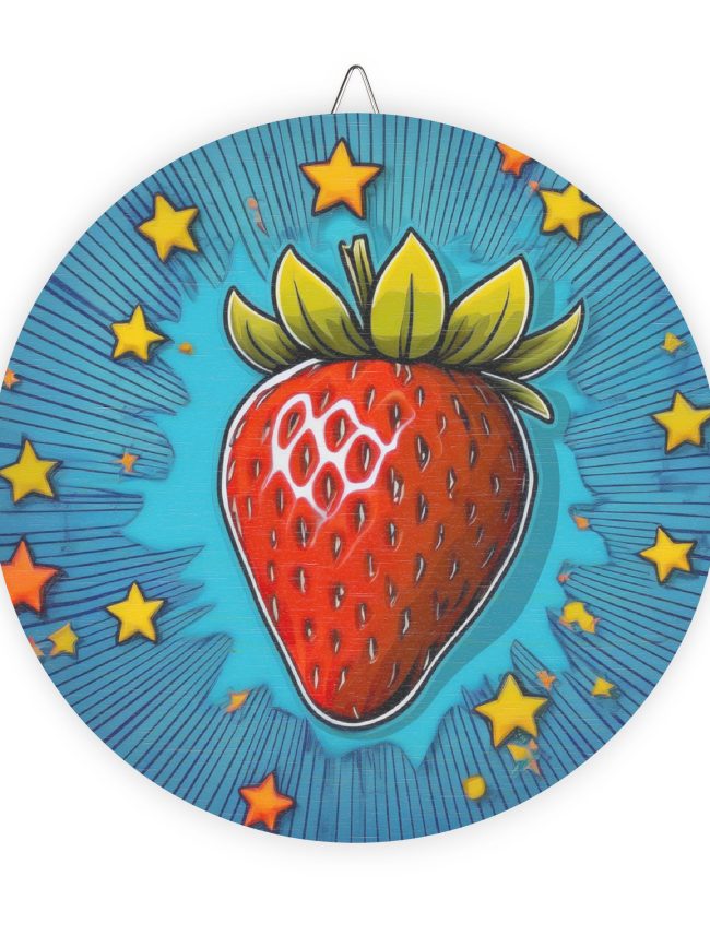 Wood Signs Strawberry Pop Art Print