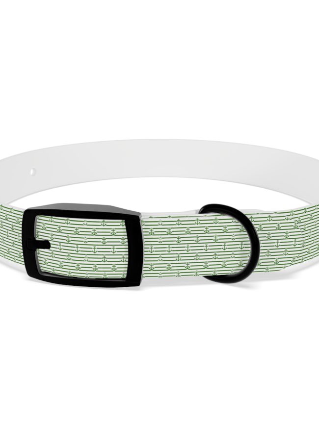 Stylish Light Green Dog Collar Marine Pattern