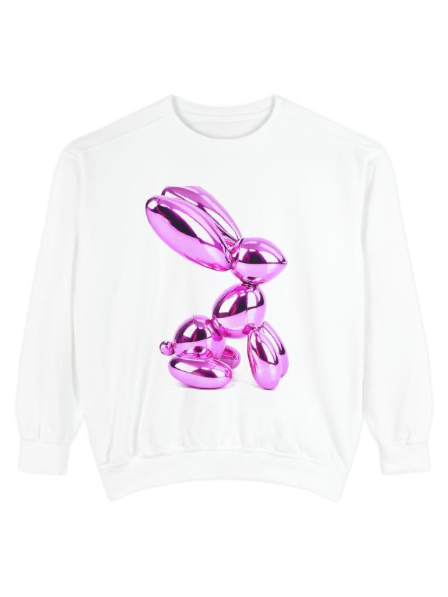 Pink Bunny Ballon Unisex Garment Dyed Sweatshirt