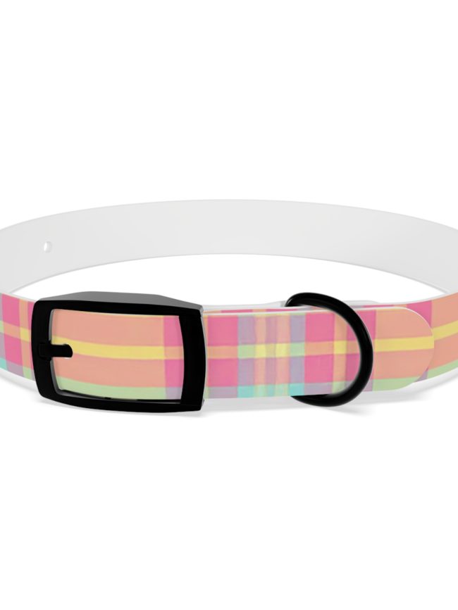 Stylish Light Colors Plaid Dog Collar