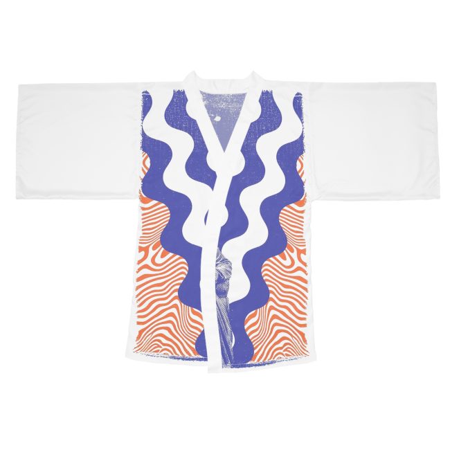 Whimsical Bohemian Long Sleeve Kimono Robe, Stylish Loungewear, Unique Gift, Art-Inspired Fashion, Cozy Homewear, Vibrant Lounge Robe
