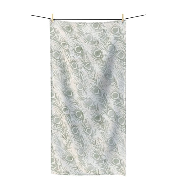 Elegant Peacock Feather Pet Towel, Decorative Bath Towel, Guest Towel, Spa Towel, Boho Home Decor, Gift for Her, Beach Towel - Image 2
