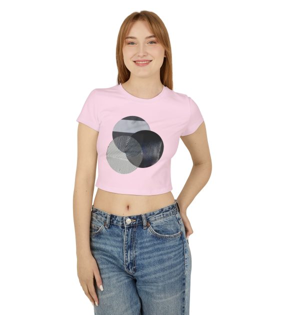 Chic Women's Baby Tee with Modern Circle Design, Casual Wear, Summer Top, Trendy Fashion, Gift for Her, Everyday Style - Image 17