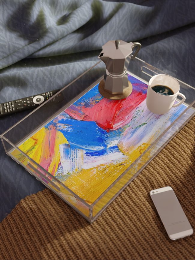 Colorful 70s Style Art Acrylic Serving Tray