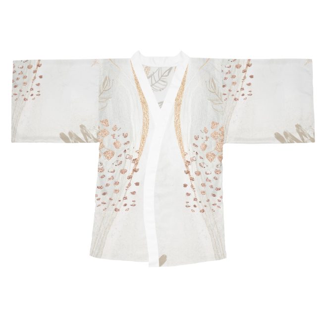 Elegant Floral Long Sleeve Kimono Robe, Cozy Lounge Wear, Gift for Her, Bohemian Sleepwear, Wedding Gift, Spa Day Robe